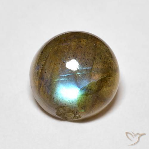 3.68ct طبيعي متعدد الألوان لابرادوريت, دائري, نصف شفاف
