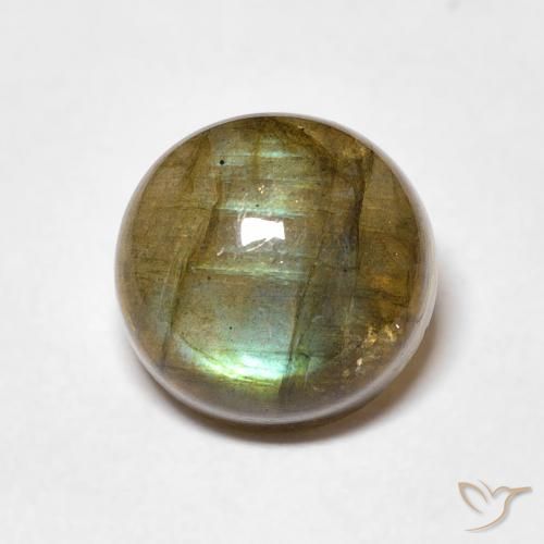 4.51ct طبيعي متعدد الألوان لابرادوريت, دائري, نصف شفاف