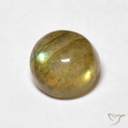 0.63ct طبيعي متعدد الألوان لابرادوريت, دائري, نصف شفاف