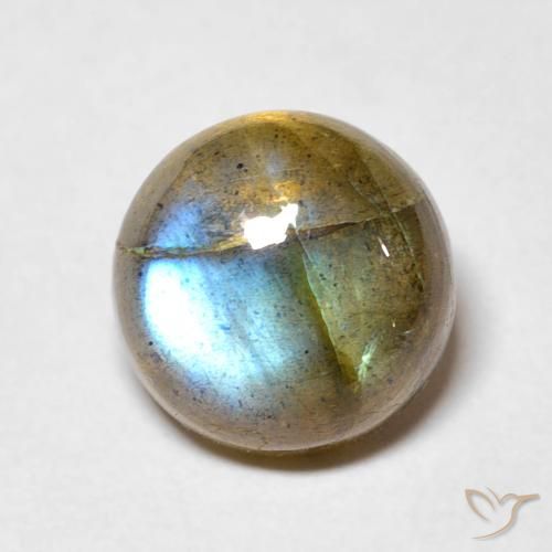 3.48ct طبيعي متعدد الألوان لابرادوريت, دائري, نصف شفاف