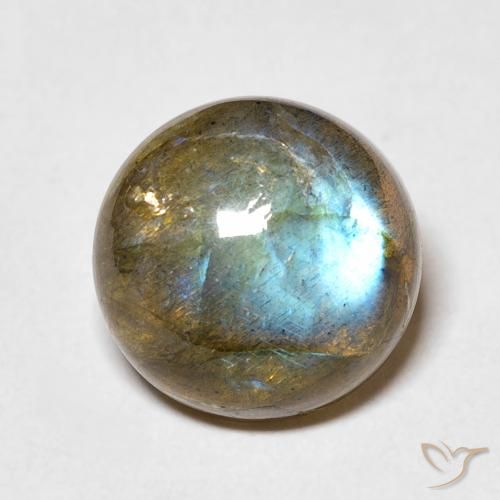 5.86ct طبيعي متعدد الألوان لابرادوريت, دائري, نصف شفاف