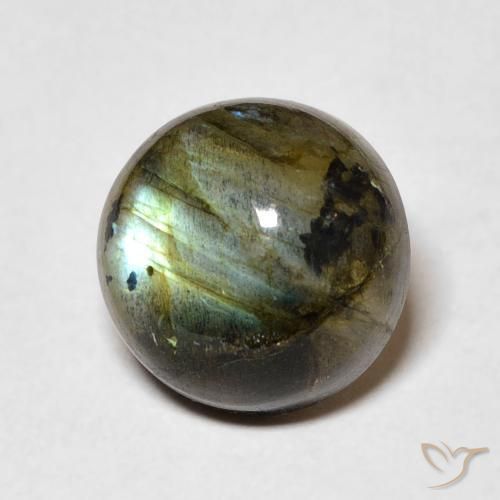 4.64ct طبيعي متعدد الألوان لابرادوريت, دائري, نصف شفاف