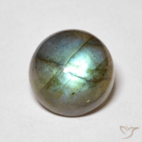5.05ct طبيعي متعدد الألوان لابرادوريت, دائري, نصف شفاف