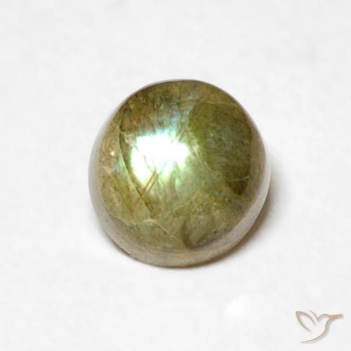 0.60ct طبيعي متعدد الألوان لابرادوريت, دائري, نصف شفاف