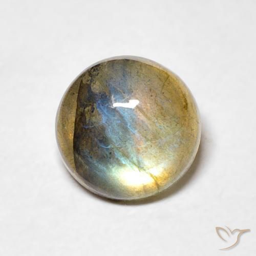 1.45ct طبيعي متعدد الألوان لابرادوريت, دائري, نصف شفاف