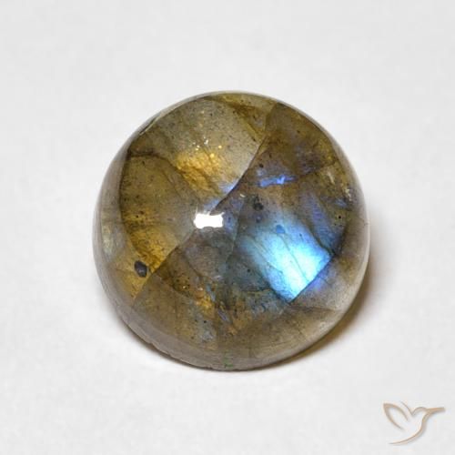 3.48ct طبيعي متعدد الألوان لابرادوريت, دائري, نصف شفاف