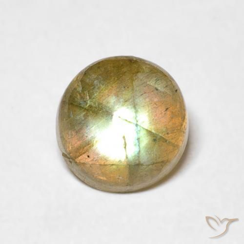 1.48ct طبيعي متعدد الألوان لابرادوريت, دائري, نصف شفاف