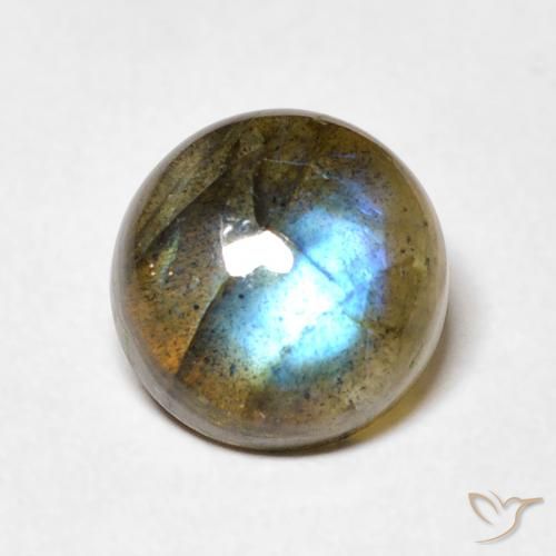 3.58ct طبيعي متعدد الألوان لابرادوريت, دائري, نصف شفاف