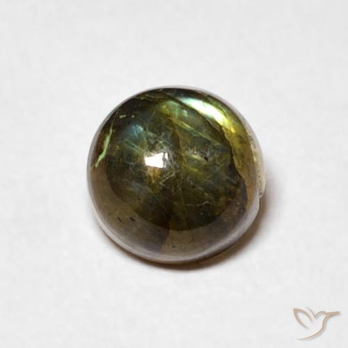 1.02ct طبيعي متعدد الألوان لابرادوريت, دائري, نصف شفاف