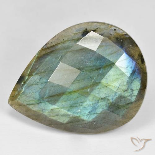 49.73ct طبيعي متعدد الألوان لابرادوريت, شكل الكمثرى, غير شفاف