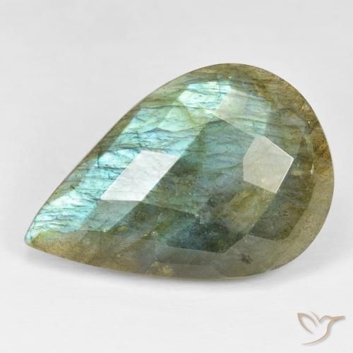 25.05ct طبيعي متعدد الألوان لابرادوريت, شكل الكمثرى, غير شفاف