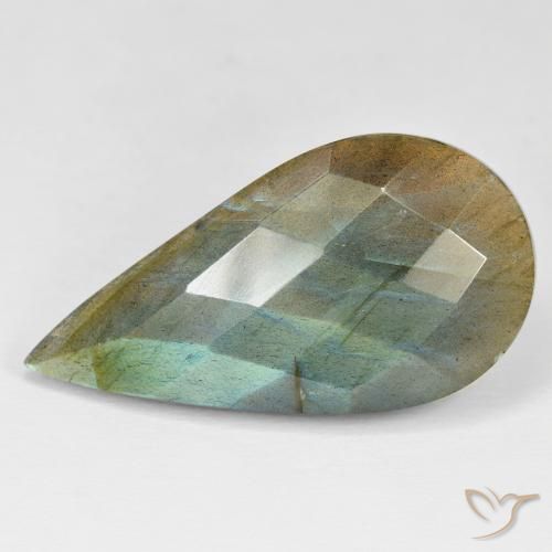 31.85ct طبيعي متعدد الألوان لابرادوريت, شكل الكمثرى, غير شفاف