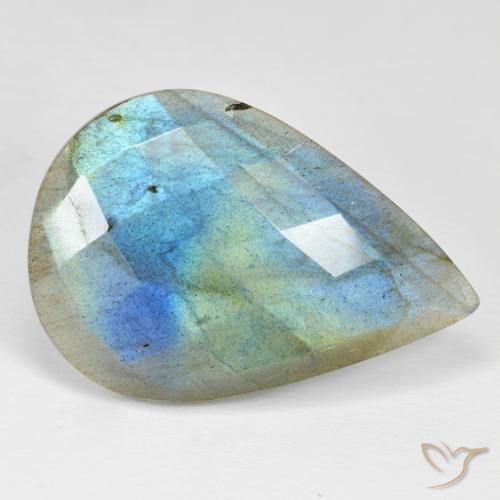 28.45ct طبيعي متعدد الألوان لابرادوريت, شكل الكمثرى, غير شفاف