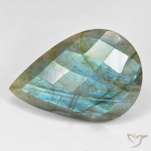 31.15ct طبيعي متعدد الألوان لابرادوريت, شكل الكمثرى, غير شفاف