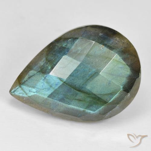 24.15ct طبيعي متعدد الألوان لابرادوريت, شكل الكمثرى, غير شفاف