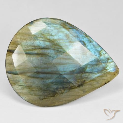 34.55ct طبيعي متعدد الألوان لابرادوريت, شكل الكمثرى, غير شفاف