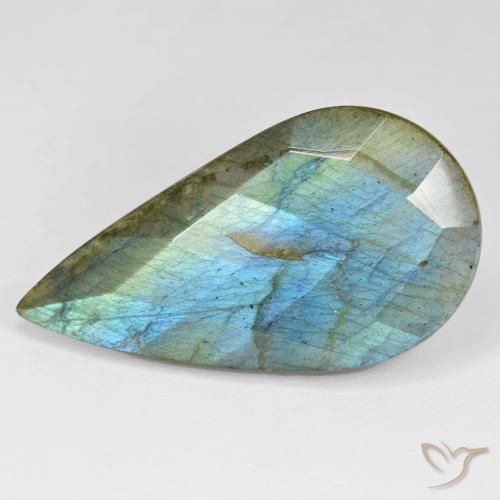 35.49ct طبيعي متعدد الألوان لابرادوريت, شكل الكمثرى, غير شفاف