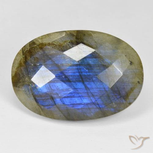 28.97ct طبيعي متعدد الألوان لابرادوريت, بيضوي, غير شفاف