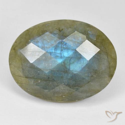 32.39ct طبيعي متعدد الألوان لابرادوريت, بيضوي, غير شفاف