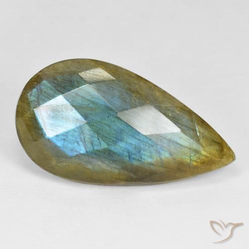 25.95ct طبيعي متعدد الألوان لابرادوريت, شكل الكمثرى, غير شفاف