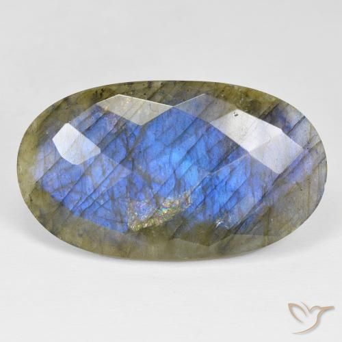 30.99ct طبيعي متعدد الألوان لابرادوريت, بيضوي, غير شفاف