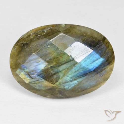 18.53ct طبيعي متعدد الألوان لابرادوريت, بيضوي, غير شفاف