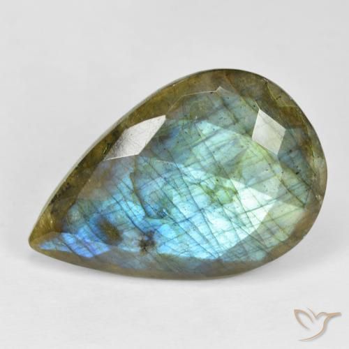 22.68ct طبيعي متعدد الألوان لابرادوريت, شكل الكمثرى, غير شفاف