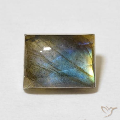 3.22ct طبيعي متعدد الألوان لابرادوريت, باجيت, نصف شفاف