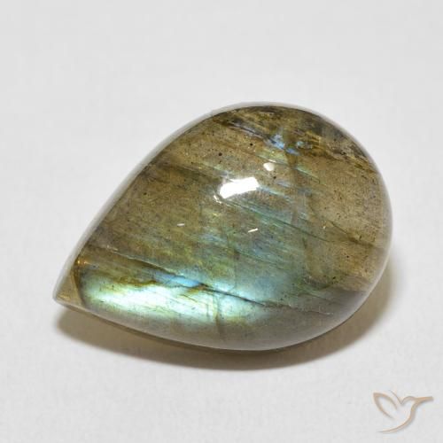 11.65ct طبيعي متعدد الألوان لابرادوريت, شكل الكمثرى, نصف شفاف