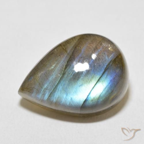 13.99ct طبيعي متعدد الألوان لابرادوريت, شكل الكمثرى, غير شفاف