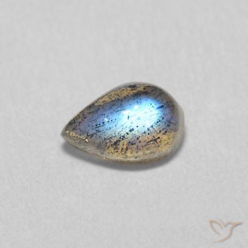 0.61ct طبيعي متعدد الألوان لابرادوريت, شكل الكمثرى, نصف شفاف