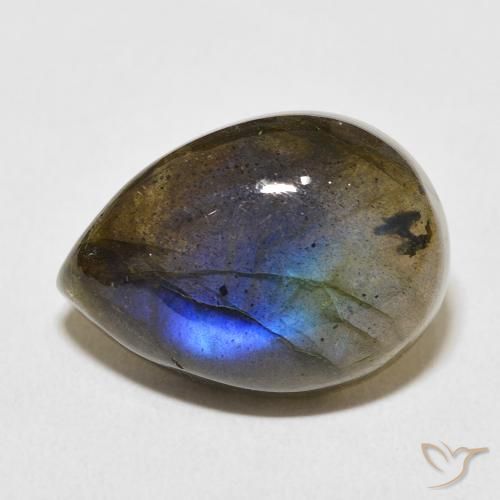13.08ct طبيعي متعدد الألوان لابرادوريت, شكل الكمثرى, نصف شفاف