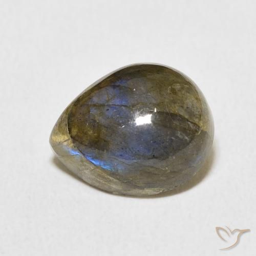 4.00ct طبيعي متعدد الألوان لابرادوريت, شكل الكمثرى, نصف شفاف