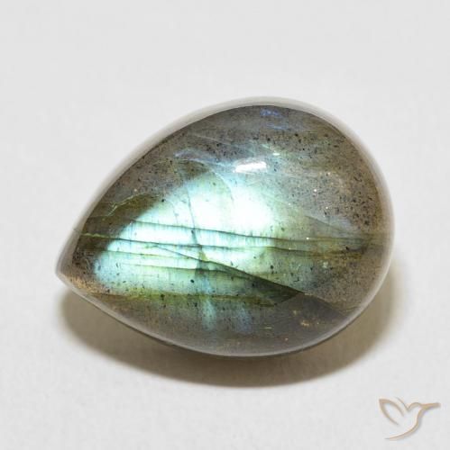 11.20ct طبيعي متعدد الألوان لابرادوريت, شكل الكمثرى, نصف شفاف