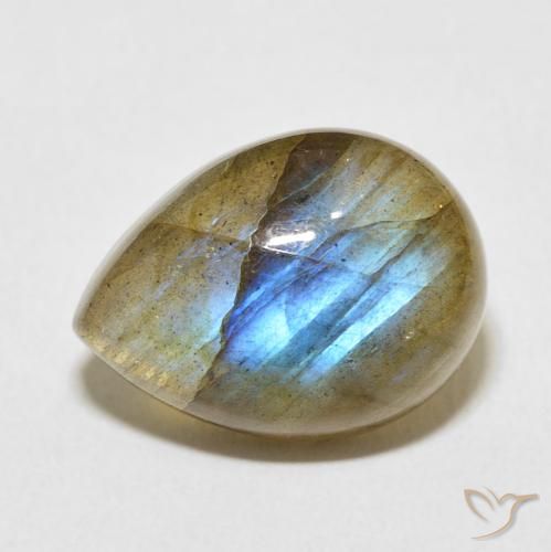9.34ct طبيعي متعدد الألوان لابرادوريت, شكل الكمثرى, نصف شفاف