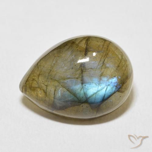8.95ct طبيعي متعدد الألوان لابرادوريت, شكل الكمثرى, نصف شفاف
