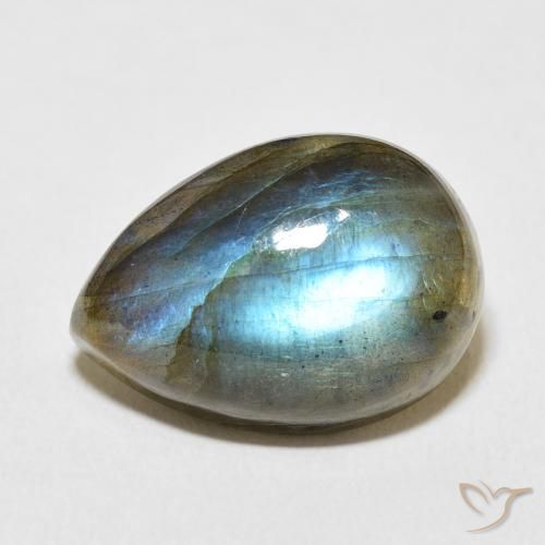 12.70ct طبيعي متعدد الألوان لابرادوريت, شكل الكمثرى, نصف شفاف
