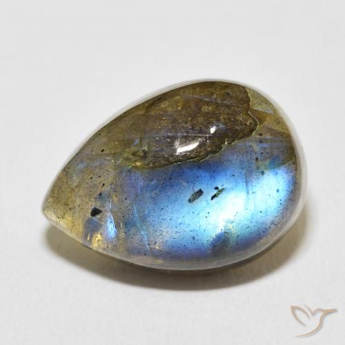 13.81ct طبيعي متعدد الألوان لابرادوريت, شكل الكمثرى, نصف شفاف