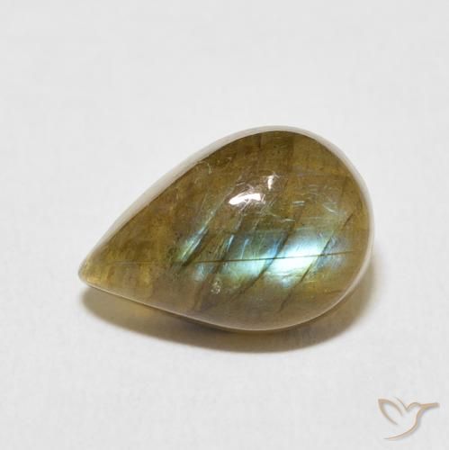 5.27ct طبيعي متعدد الألوان لابرادوريت, شكل الكمثرى, نصف شفاف