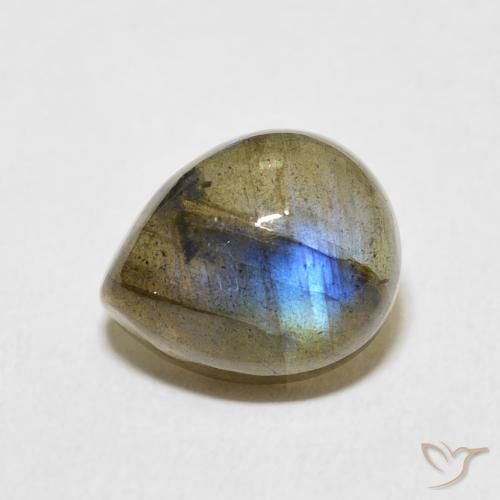 4.24ct طبيعي متعدد الألوان لابرادوريت, شكل الكمثرى, نصف شفاف