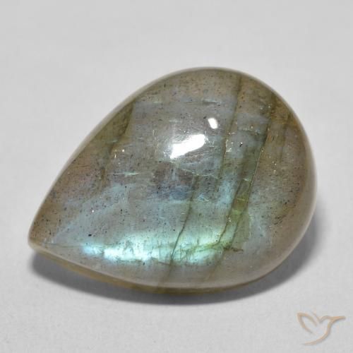 16.02ct طبيعي متعدد الألوان لابرادوريت, شكل الكمثرى, نصف شفاف