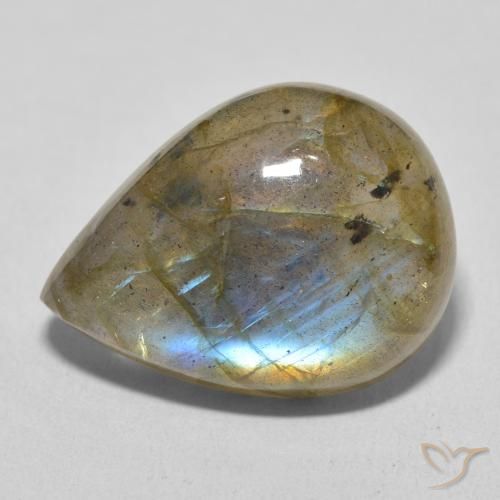 16.32ct طبيعي متعدد الألوان لابرادوريت, شكل الكمثرى, نصف شفاف