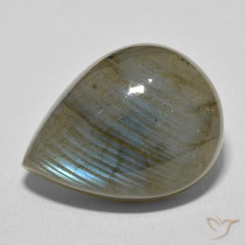 17.20ct طبيعي متعدد الألوان لابرادوريت, شكل الكمثرى, نصف شفاف