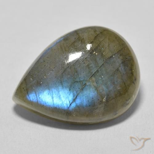 16.66ct طبيعي متعدد الألوان لابرادوريت, شكل الكمثرى, نصف شفاف