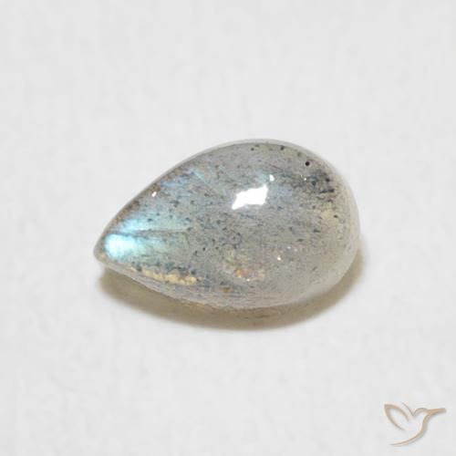 0.60ct طبيعي متعدد الألوان لابرادوريت, شكل الكمثرى, نصف شفاف