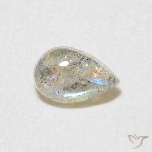 0.45ct طبيعي متعدد الألوان لابرادوريت, شكل الكمثرى, نصف شفاف