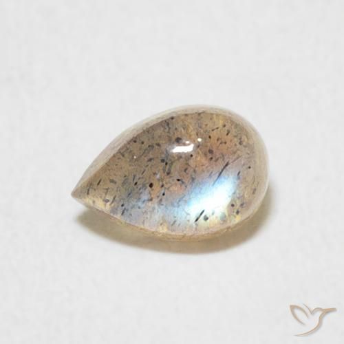 0.53ct طبيعي متعدد الألوان لابرادوريت, شكل الكمثرى, نصف شفاف