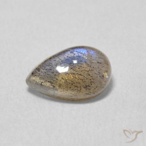 0.58ct طبيعي متعدد الألوان لابرادوريت, شكل الكمثرى, نصف شفاف