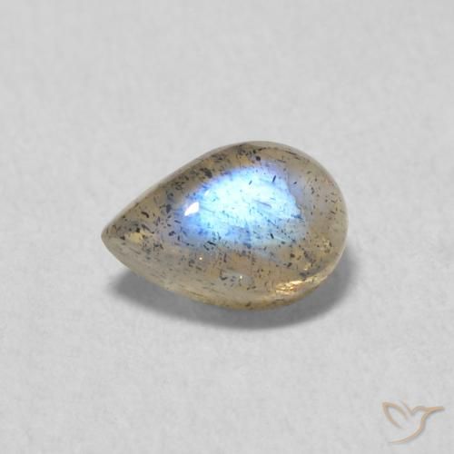 0.60ct طبيعي متعدد الألوان لابرادوريت, شكل الكمثرى, نصف شفاف