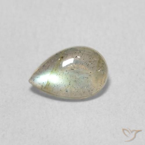 0.38ct طبيعي متعدد الألوان لابرادوريت, شكل الكمثرى, نصف شفاف